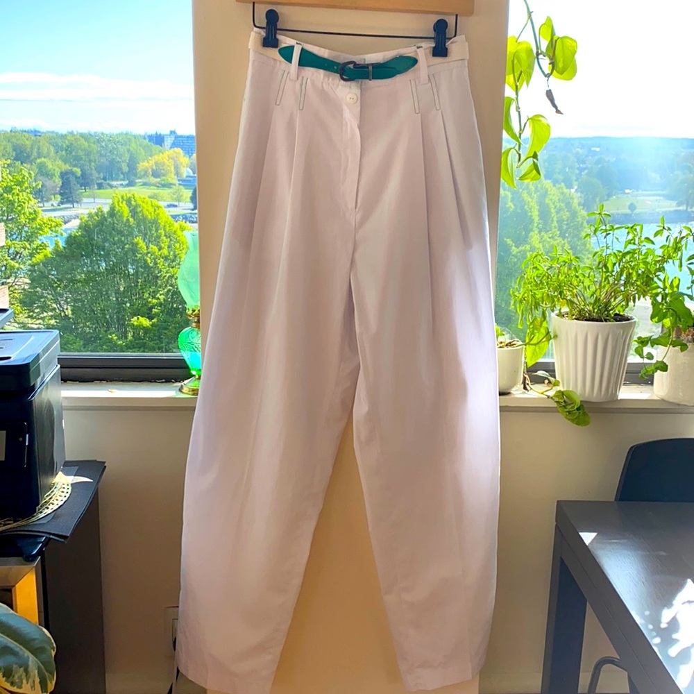 Vintage Pleated White Trousers